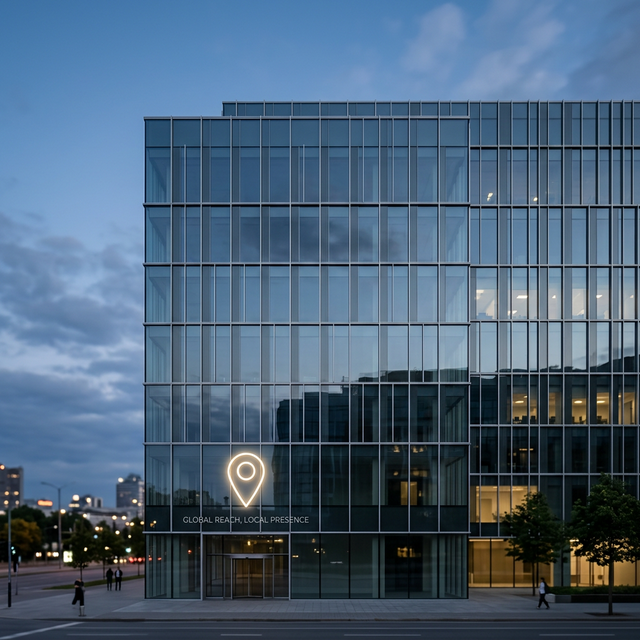 Clean modern office building establishing local business dominance